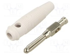 Connector: 4mm banana; plug; 30A; 60VDC; white; 3mΩ; 2.5mm2