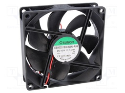 Fan: DC; axial; 12VDC; 92x92x25mm; 67.15m3/h; 28dBA; ball bearing