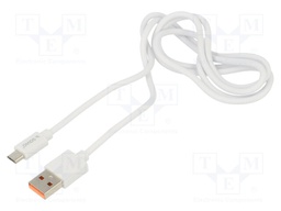 Cable; USB 2.0; USB A plug,USB B micro plug; 1m; white; 480Mbps