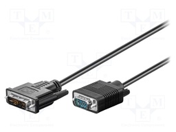 Cable; D-Sub 15pin HD plug,DVI-I (24+5) plug; 3m; Colour: black