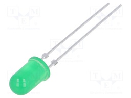 LED; 5mm; green; 6.3÷15mcd; 60°; Front: convex; Pitch: 2.54mm