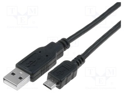 Cable; USB 2.0; USB A plug,USB B micro plug; 1.8m; black