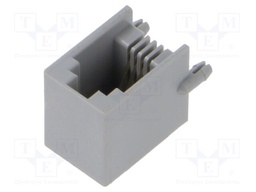 Socket; RJ9; PIN: 4; Layout: 4p4c; on PCBs,PCB snap; THT; angled 90°