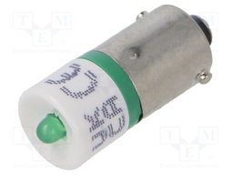 LED lamp; green; BA9S; 130VDC; No.of diodes: 1