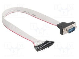 Cable; D-Sub 9pin plug,1pin pin header x9; 0.3m; grey