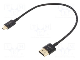 Cable; HDMI plug,micro HDMI plug; Len: 0.25m; black; 36AWG; metal