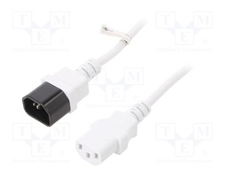Cable; IEC C13 female,IEC C14 male; PVC; 3m; white; 10A; 250V