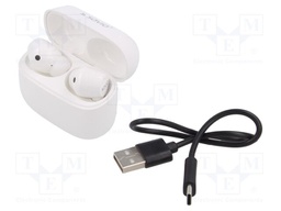 Wireless headphones with microphone; white; USB C; 20Hz÷20kHz