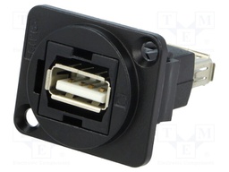 Coupler; USB A socket,both sides; FT; USB 2.0; metal; 19x24mm