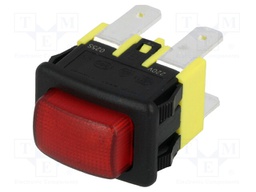 Switch: push-button; Pos: 2; DPST-NO; 16A/250VAC; red; red; 20mΩ