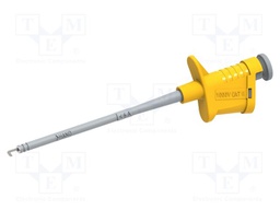 Clip-on probe; hook type; 6A; yellow; Contacts: brass; 4mm; L: 158mm