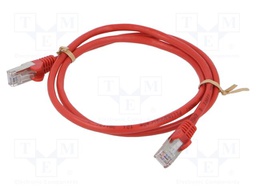 Patch cord; SF/UTP; 5e; stranded; CCA; PVC; red; 1m; 26AWG