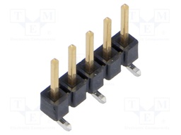Connector: pin strips; male; PIN: 5; 2.54mm; gold-plated; SMT