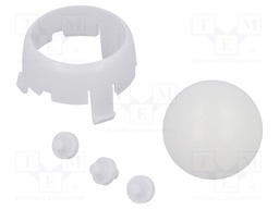 Ball casters; white; Kit: ball,housing; push-in; Tip mat: plastic