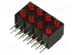 LED; in housing; 3mm; No.of diodes: 8; red; 20mA; Lens: diffused; 40°