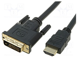 Cable; DVI-D (24+1) plug,HDMI plug; 5m; black