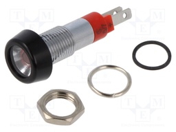 Indicator: LED; recessed; red; 6÷7VDC; Ø8mm; IP67; metal