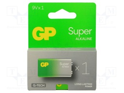 Battery: alkaline; 6F22; 9V; non-rechargeable; 26.1x17.1x48.5mm