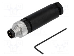 Connector: M8; male; PIN: 3; straight; for cable; plug