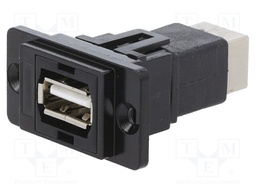 Coupler; USB A socket,USB B socket; DUALSLIM; USB 2.0; metal
