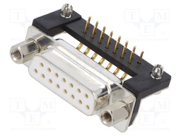 D-Sub; PIN: 15; socket; female; for panel mounting,on PCBs; THT