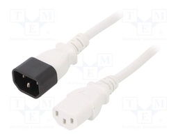 Cable; 3x1mm2; IEC C13 female,IEC C14 male; PVC; 3m; white; 10A