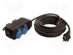Extension lead; 3G1.5mm2; Sockets: 4; rubber; black; 10m; 16A