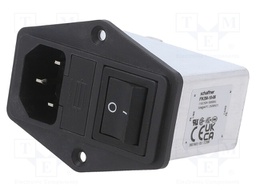 Filtered IEC Power Entry Module, IEC C14, General Purpose, 10 A, 250 VAC, 2-Pole Switch