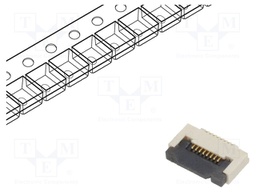 Connector: FFC (FPC); horizontal; PIN: 8; ZIF; SMT; 50V; 0.4A; H: 2mm