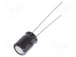Capacitor: electrolytic; THT; 330uF; 6.3VDC; Ø6.3x9mm; Pitch: 2.5mm