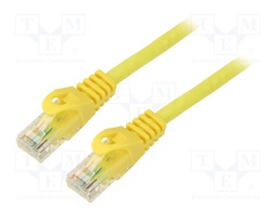 Patch cord; U/UTP; 5e; stranded; CCA; PVC; yellow; 2m; 26AWG; Cores: 8