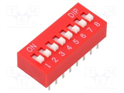 Switch: DIP-SWITCH; Poles number: 8; OFF-ON; 0.025A/24VDC; Pos: 2/8
