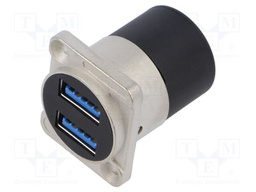 Coupler; USB A socket x2,both sides; for panel mounting,screw