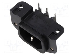 Connector: AC supply; socket; male; 10A; 250VAC; IEC 60320; C14 (E)