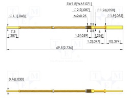 Test needle; Spring compression: 5mm; 5.5mm; 5A; steel; Ø: 1.9mm