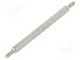 Screwed spacer sleeve; 55mm; Ext.thread: M3; hexagonal; brass