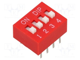 Switch: DIP-SWITCH; Poles number: 4; OFF-ON; 0.025A/24VDC; Pos: 2/4