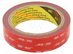 Tape: fixing; W: 25mm; L: 5.5m; Thk: 0.4mm; acrylic; grey; 31N/cm