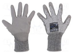 Protective gloves; Size: 10,XL; grey; HPPE,polyester; Opty