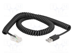 Cable; coiled,USB 2.0; RJ50 plug,USB A plug; black; F/UTP; 26AWG
