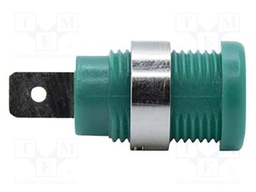Socket; 4mm banana; 35A; 1kV; green; nickel plated; on panel,screw
