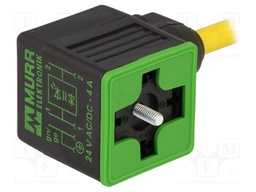 Valve connector; plug; Type: A; PIN: 4; 18mm; 4A; female; 24VDC; IP65