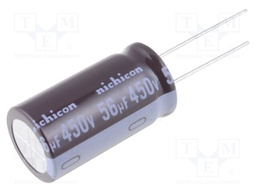 Capacitor: electrolytic; THT; 56uF; 450VDC; Ø16x31.5mm; ±20%; 585mA