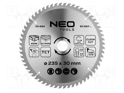 Circular saw; Ø: 235mm; Teeth: 60; cemented carbide; Øhole: 30mm