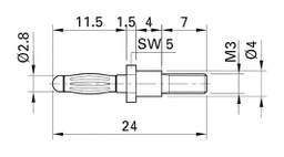 Connector: 2,8mm banana; plug; 25A; Connection: M3; max.150°C