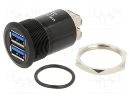 Adapter; USB A socket x2,both sides; USB 3.0; Thread: M22; 1÷10mm