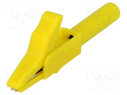 Crocodile clip; 15A; yellow; Grip capac: max.12mm; Contacts: brass