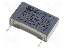Capacitor: polypropylene; X2; 330nF; 15mm; ±10%; 18x10x16mm; 310VAC