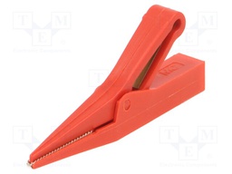 Crocodile clip; 10A; red; Grip capac: max.9.5mm; Socket size: 4mm