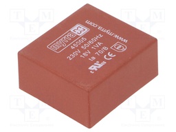 Transformer: encapsulated; 1VA; 230VAC; 18V; 56mA; Mounting: PCB